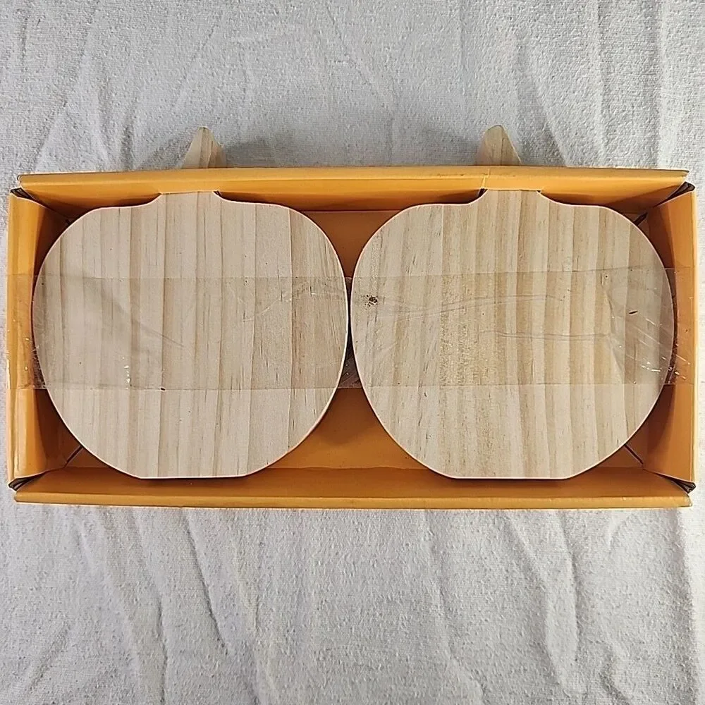 Wooden Pumpkins 2 Sets Of 2 Unfinished Coaster Decoration Target Brands 2022 NIP